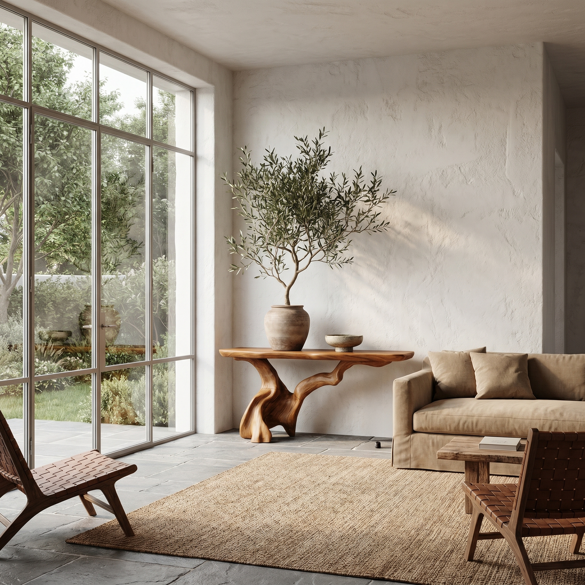 Organic Console Table With Sculptural Open Ring Wood Base For Entryway And Living Room - view 6 of 8