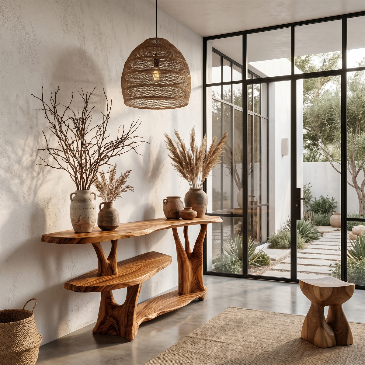 Organic Console Table With Sculptural Tree Root Base And Open Shelf Storage For Entryway And Living Room - view 6 of 8