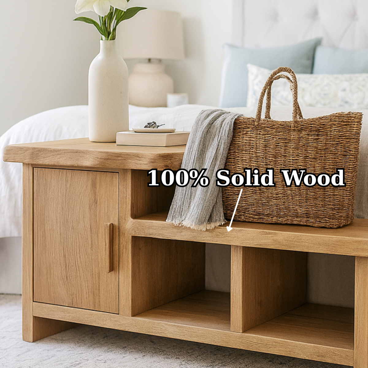 Handcrafted Solid Wood Bench – Modern Organic Seating with Versatile Storage - view 5 of 6