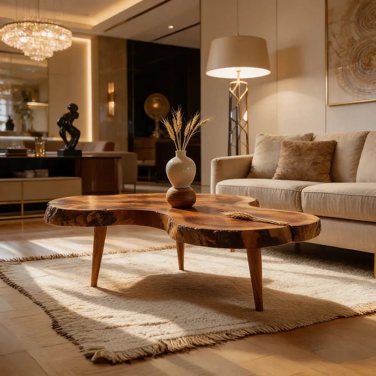 Live Edge Natural Wood Coffee Table with Organic Freeform Silhouette - view 2 of 7