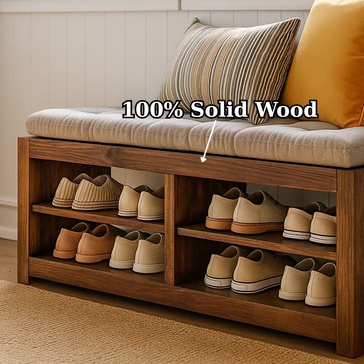 Handcrafted Solid Wood Bench – Transitional Design with Comfortable Upholstered Top - view 5 of 6