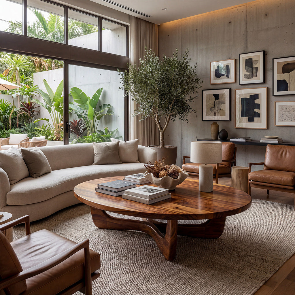 Organic Oval Coffee Table With Floating Sculptural Base - view 5 of 8