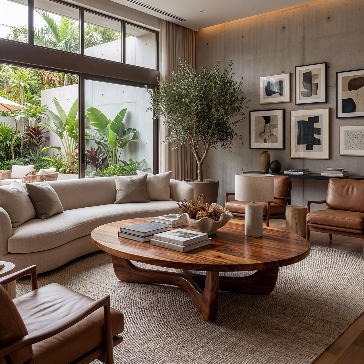 Organic Oval Coffee Table With Floating Sculptural Base - view 5 of 8
