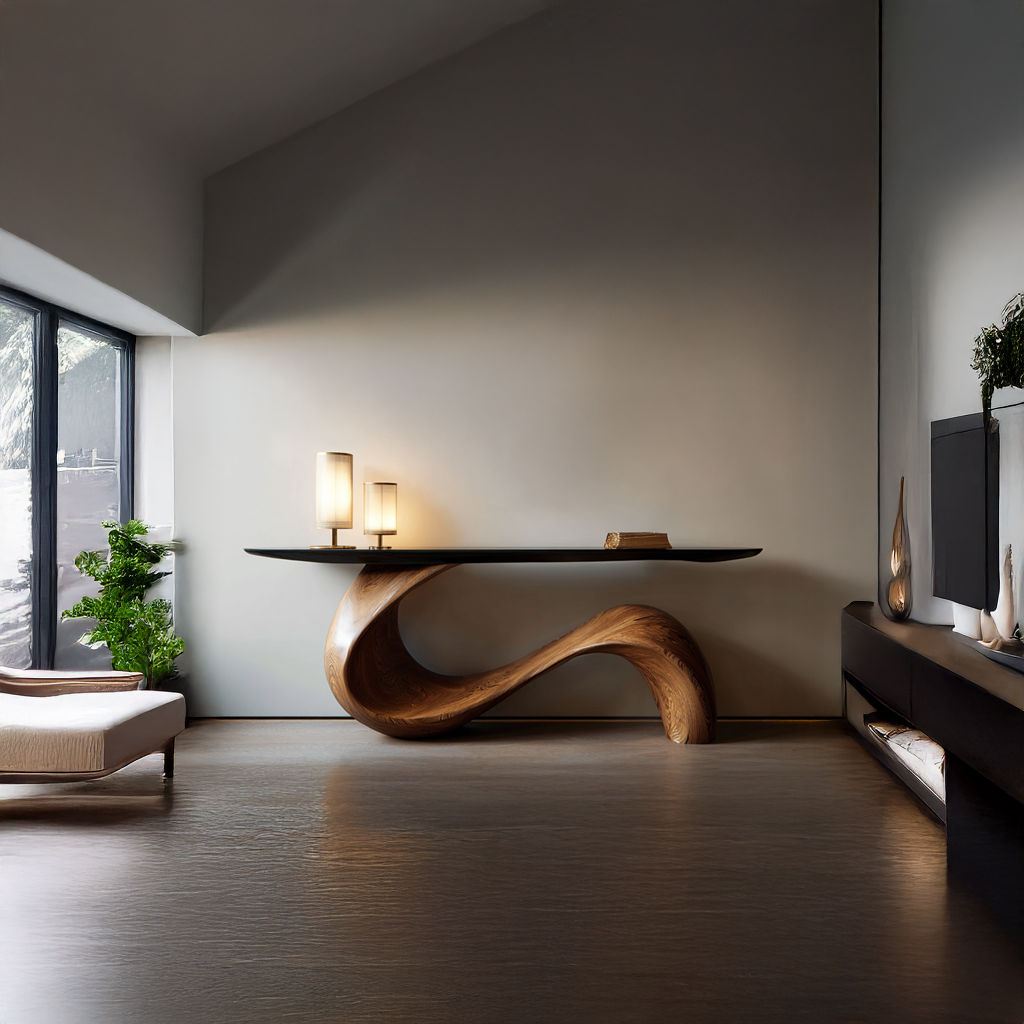 MidCentury Sculptural console Table Entryway - view 2 of 6