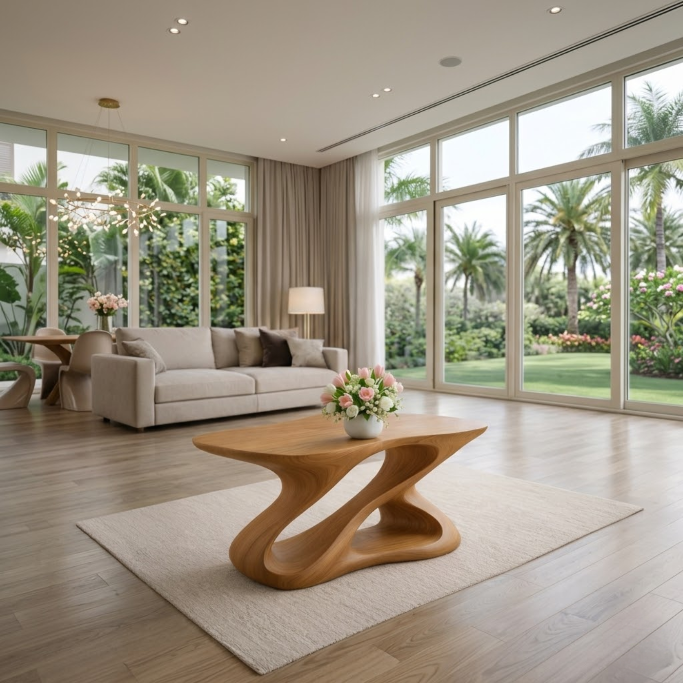 Sculptural Solid Wood Coffee Table for Modern Living Rooms - view 2 of 9