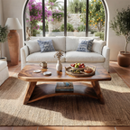Solid Wood Coffee Table with Arched Base and Organic Edge Top - view 4 of 7