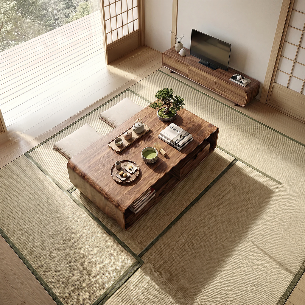 Modern Curved Coffee Table with Integrated Storage Design - view 3 of 7