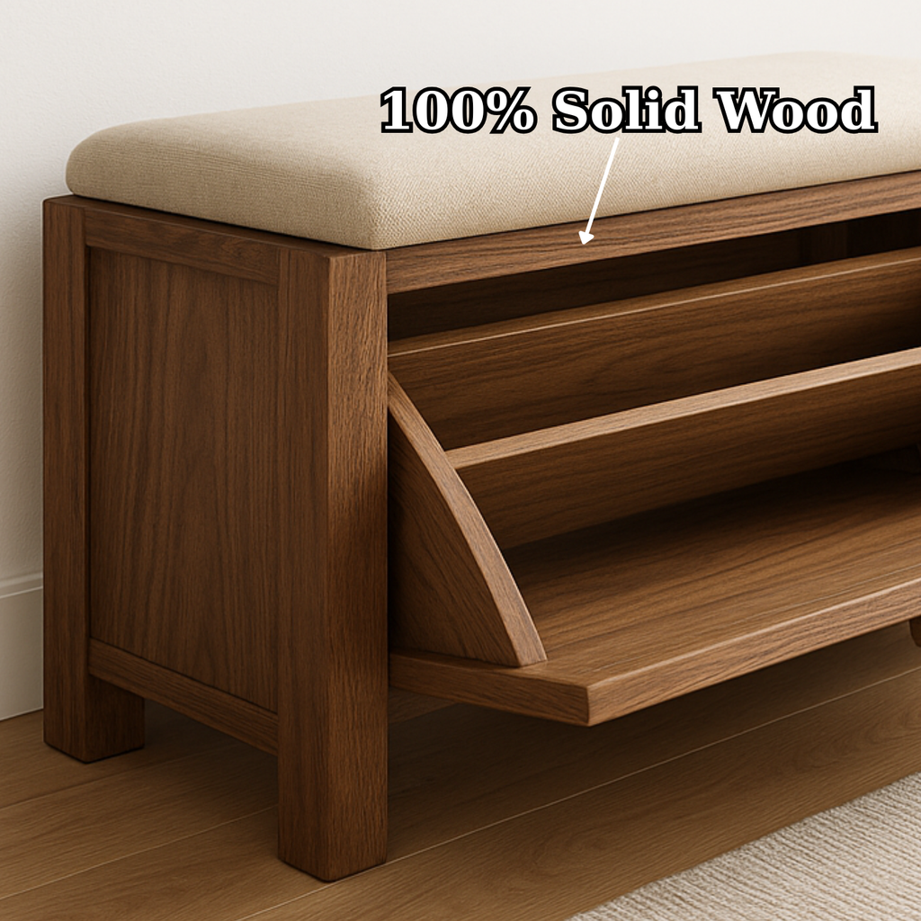 Handcrafted Solid Wood Rustic Bench – Natural Live-Edge Slab Entryway Seating - view 5 of 6