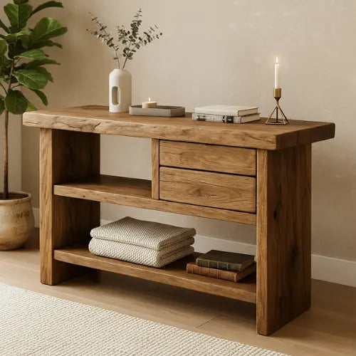 Handcrafted Natural Wood Console Table – Minimal Organic Design - view 1 of 5