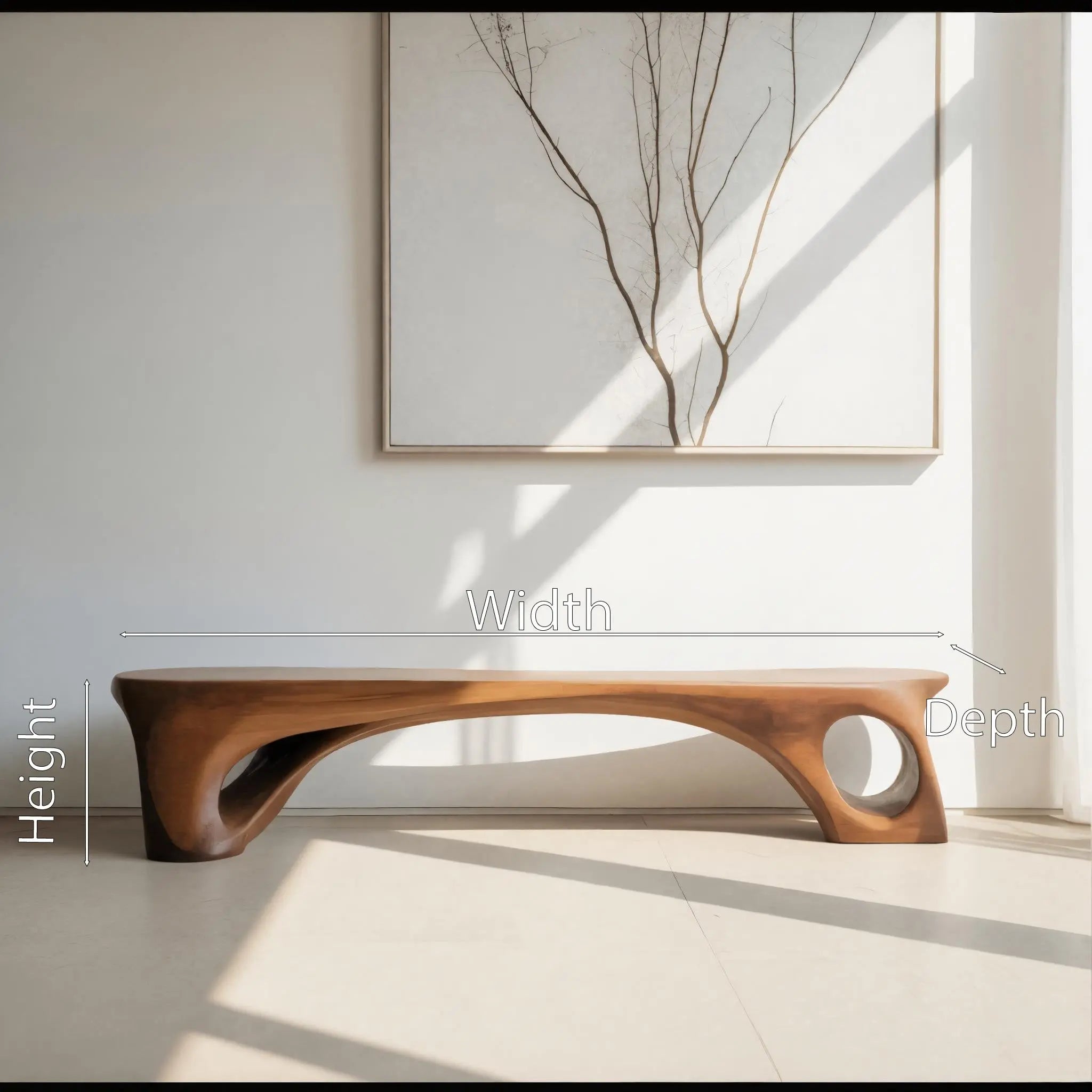 Modern Sculptural Bench With Curved Design For Living Room - view 7 of 7