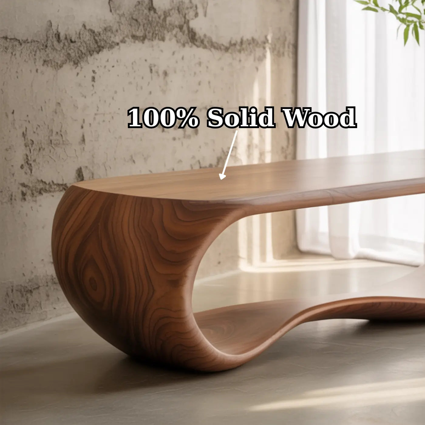 Handcrafted Solid Wood Bench – Sculptural Modern Walnut Wave Table - view 3 of 5