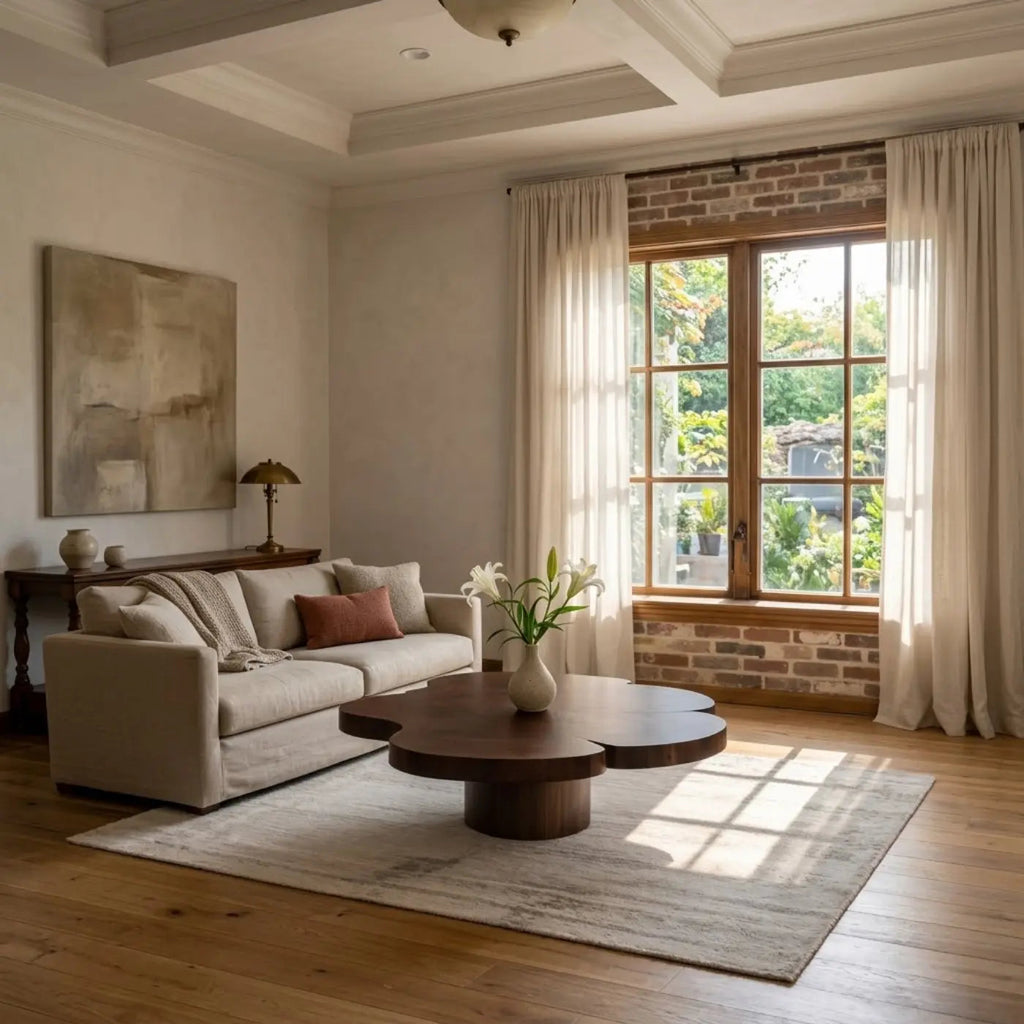Organic Shaped Walnut Coffee Table with Pedestal Base, Modern Sculptural Design for Living Room - view 2 of 9