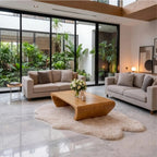 Modern Solid Wood Coffee Table with Sculptural Curved Base Minimalist Living Room Table - view 2 of 9