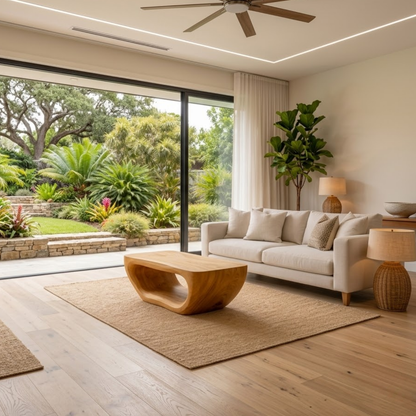 Solid Wood Coffee Table with Sculptural Hollow Base and Smooth Curved Design - view 2 of 9