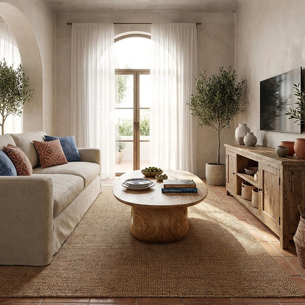 Sculptural Oval Coffee Table with Curved Base in Natural Wood - view 6 of 7