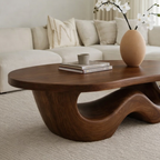 Solid Wood Coffee Table with Sculpted Organic Wave Base - view 2 of 9