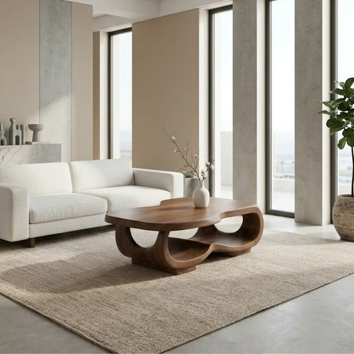 Handcrafted Live Edge Coffee Table – Sculpted Organic Wood Base - view 2 of 9