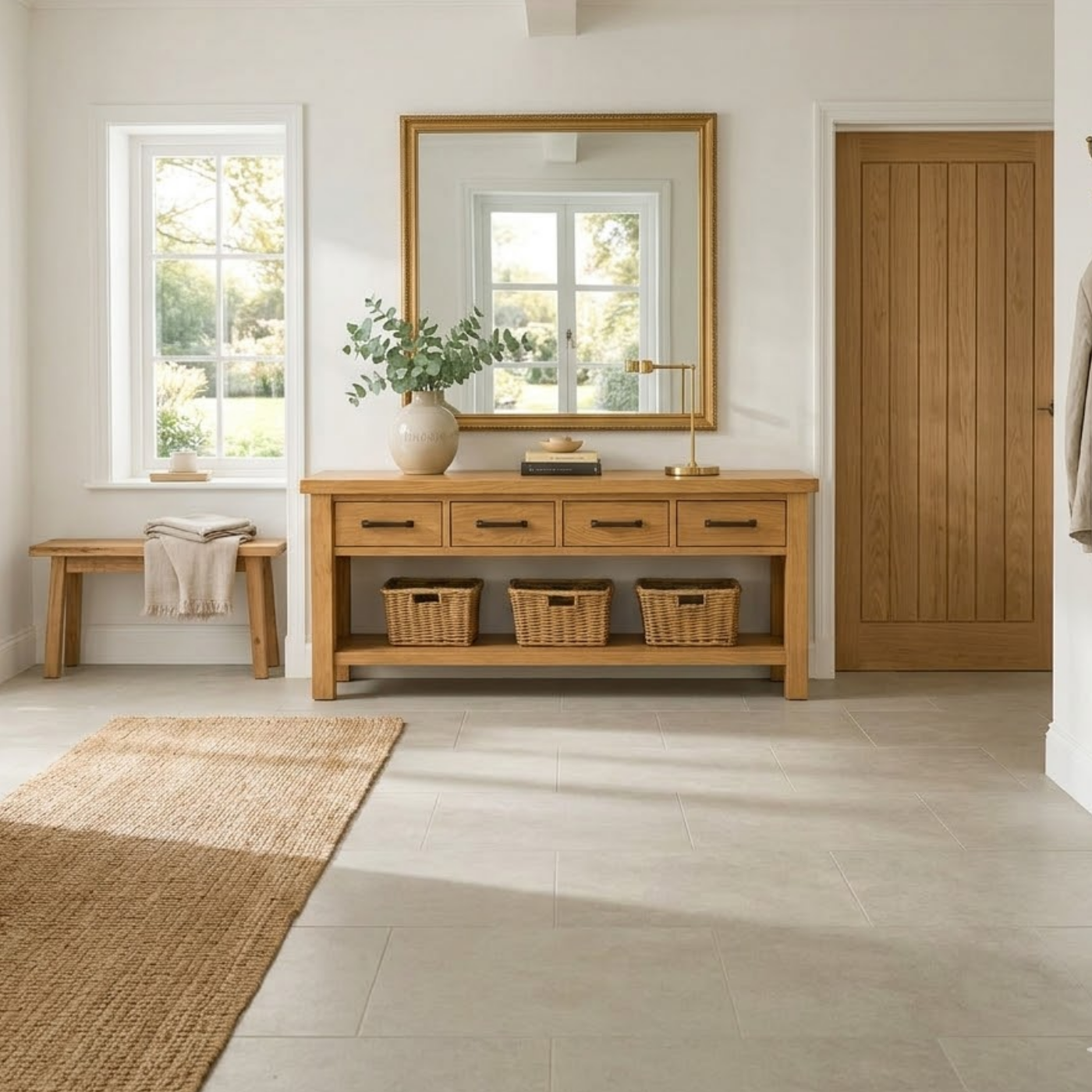 Solid Wood Console Table for Entryway with 4 Drawers and Open Shelf - view 2 of 9