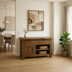 Solid Wood Console Table with 2 Drawers and Open Shelving for Storage - view 2 of 9