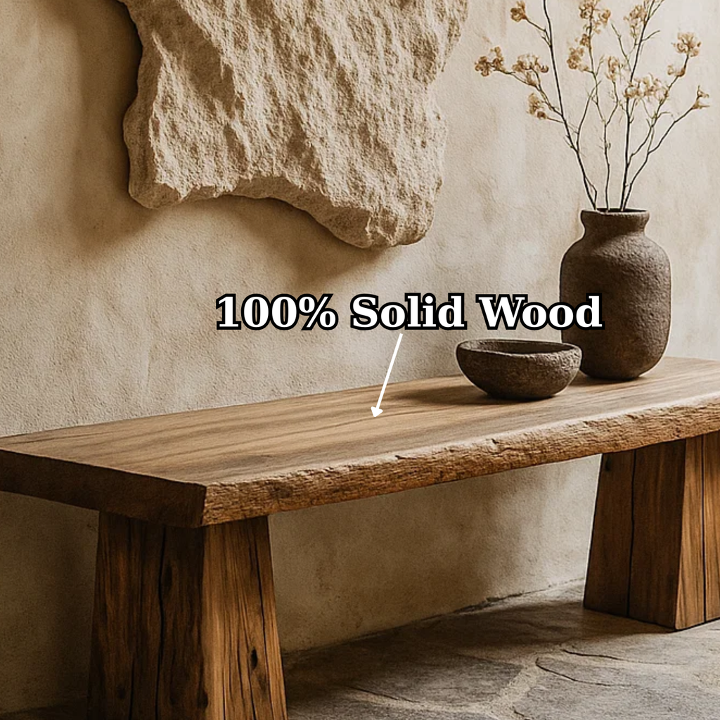 Handcrafted Solid Wood Rustic Bench – Natural Live-Edge Slab Entryway Seating - view 3 of 5