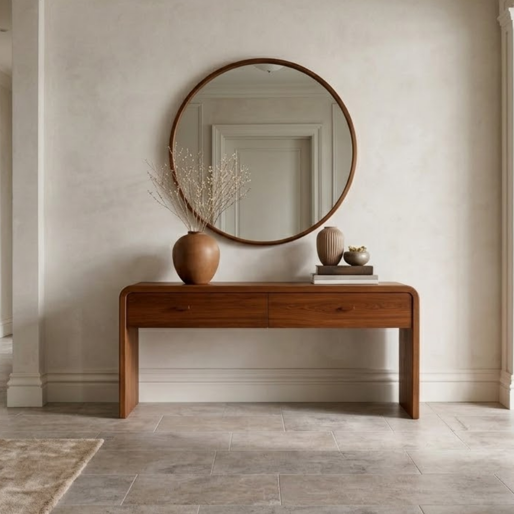 Solid Wood Console Table with Drawers – Modern Hallway Table - view 2 of 9