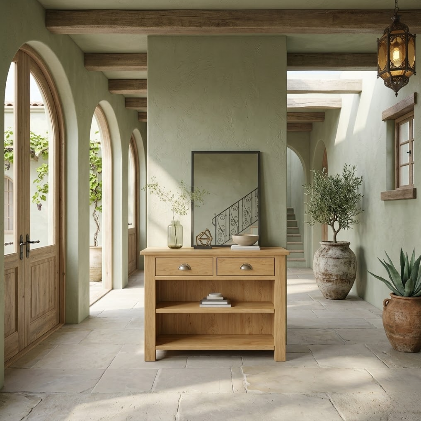 Solid Wood Console Table with Drawers and Shelves – Entryway Storage Console - view 2 of 9