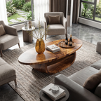 Organic Oval Coffee Table with Sculpted Loop Base and Shelf - view 3 of 7