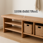 Handcrafted Solid Wood Bench – Minimalist Seating with Open Cubby Organiser - view 5 of 6