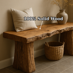 Handcrafted Solid Wood Rustic Bench – Natural Live-Edge Slab Entryway Seating - view 3 of 5