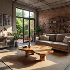 Freeform Live Edge Coffee Table with Sculptural Block Legs - view 3 of 7