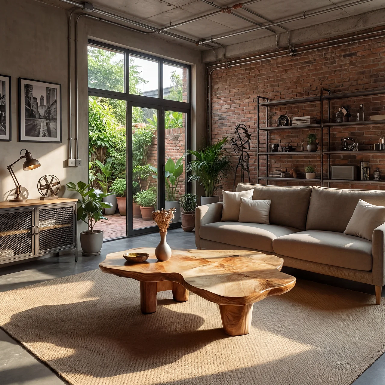 Freeform Live Edge Coffee Table with Sculptural Block Legs - view 3 of 7