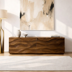 Modern Console Table with Wave Front, Minimalist Entryway Cabinet for Living Room Storage - view 1 of 9