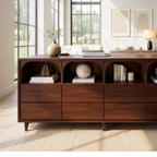 Solid Wood Console Table with Arched Open Shelves and Drawer Storage - view 5 of 8