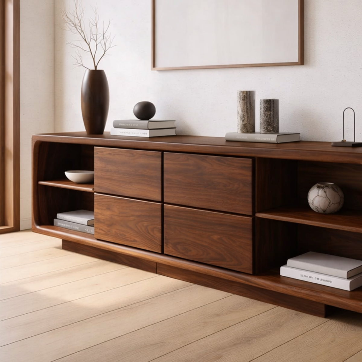 Solid Wood Console Table with Drawer Storage and Open Shelf Design for Modern Living Room - view 2 of 9