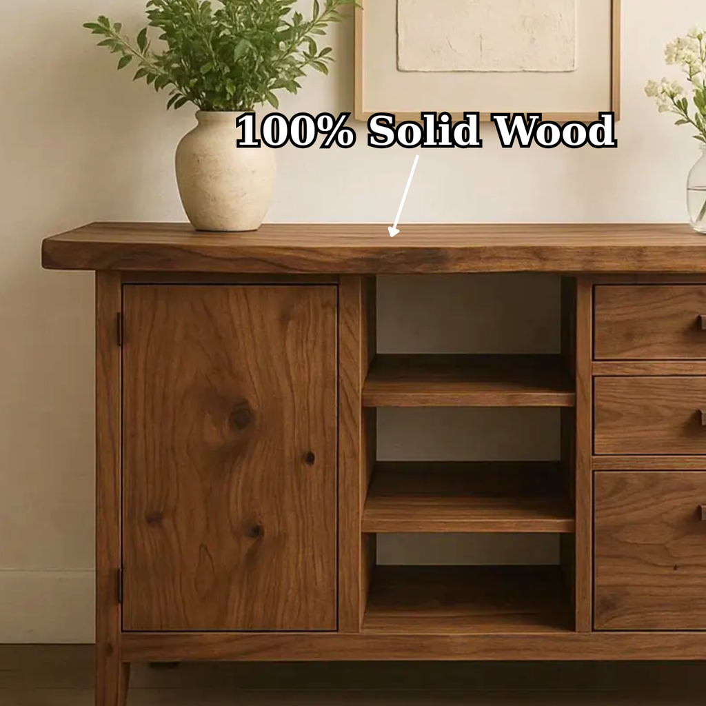 Handcrafted Solid Wood Console Table – Live-Edge Slab with Cabinet and Drawers - view 2 of 5