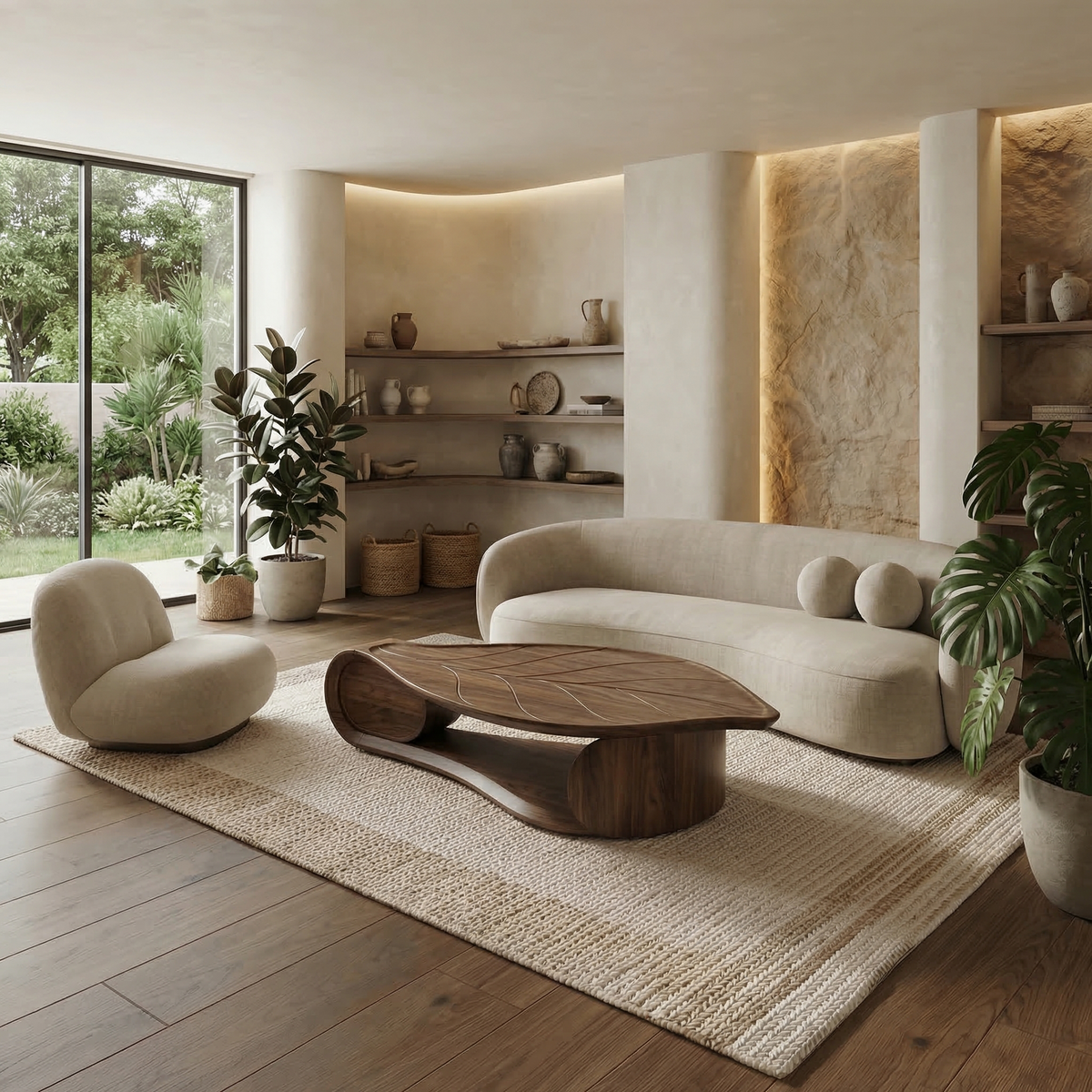 Organic Sculptural Coffee Table Solid Wood Living Room - view 7 of 8