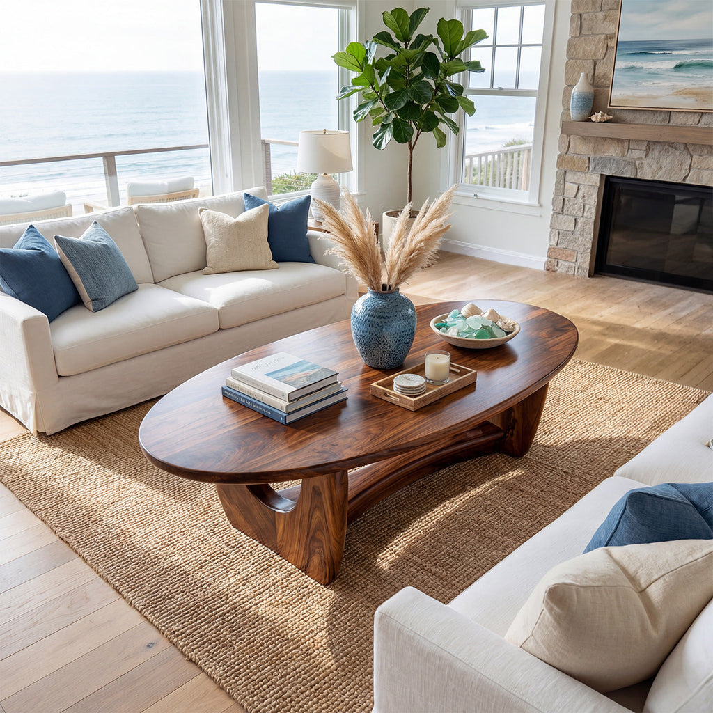 Sculptural Oval Coffee Table With Architectural Open Base - view 5 of 8