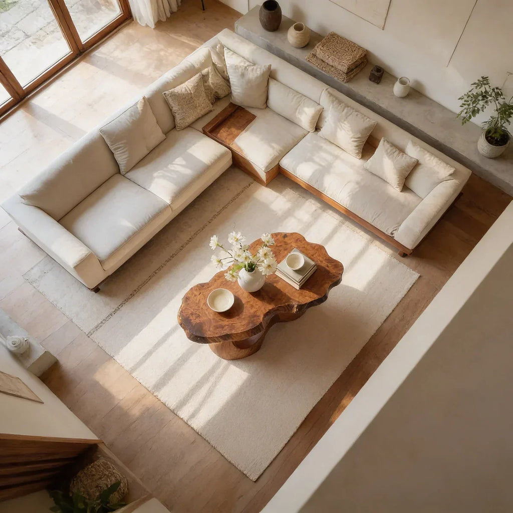 Organic Live Edge Natural Wood Coffee Table with Flowing Sculptural Base - view 6 of 7