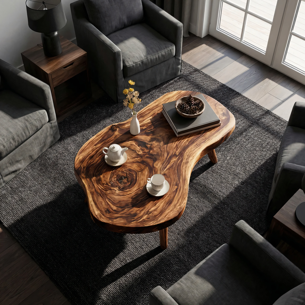 Organic Freeform Coffee Table with Sculpted Tapered Legs - view 6 of 7