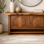 Solid Wood Console Cabinet – Rustic Entryway Storage Table with Arched Doors - view 2 of 9