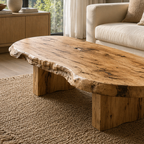 Live Edge Solid Wood Coffee Table, Rustic Organic Modern Center Table - view 2 of 9