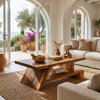 Angled Solid Wood Coffee Table With Open Shelf - view 5 of 8