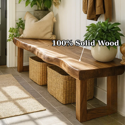 Handcrafted Solid Wood Bench – Live-Edge Entryway Bench with Organic Charm - view 2 of 5