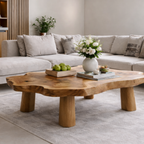 Solid Wood Live Edge Coffee Table with Chunky Legs Rustic Organic Design - view 2 of 9