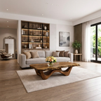 Live Edge Solid Wood Coffee Table with Sculptural Base and Natural Grain - view 2 of 9