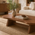 Solid Wood Coffee Table with Organic Oval Top and Angled Base - view 2 of 9