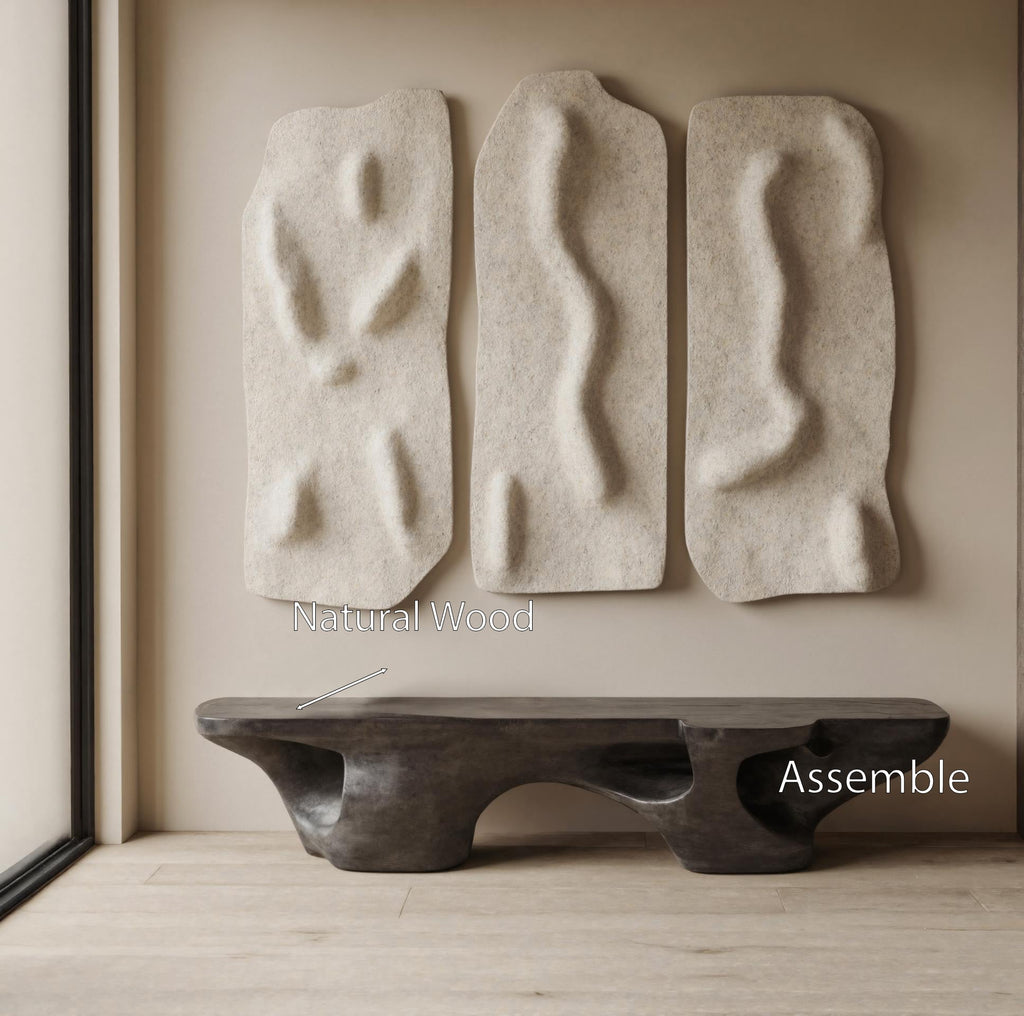 Contemporary Sculptural Bench With Carved Design For Living Room - view 5 of 7