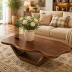 Solid Wood Coffee Table with Organic Curved Top and Sculptural Base - view 2 of 9