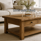 Handcrafted Solid Wood Coffee Table – Natural Slab Top with Two-Drawer Design - view 4 of 6
