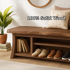 Handcrafted Solid Wood Walnut Bench – Organic Design with Integrated Shelving - view 5 of 6